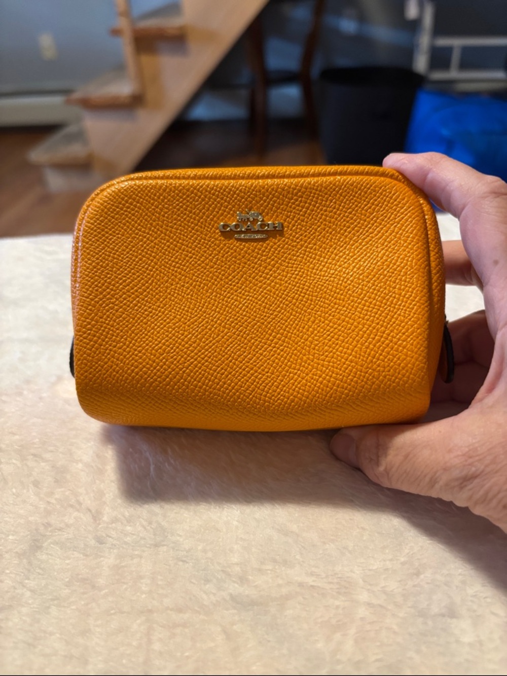 Coach Small Pebbled Zip Pouch in Vibrant Orange